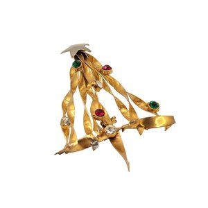 Unsigned Vintage Dimensional Christmas Tree Brooch (A2678)